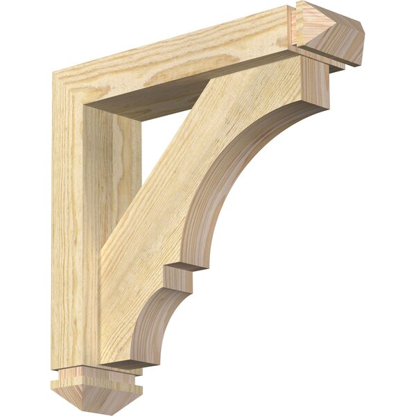 Ekena Millwork Balboa Arts and Crafts Rough Sawn Bracket w/ Offset Brace, Douglas Fir, 4"W x 16"D x 16"H BKT0402X16X16BOA03RDF - main